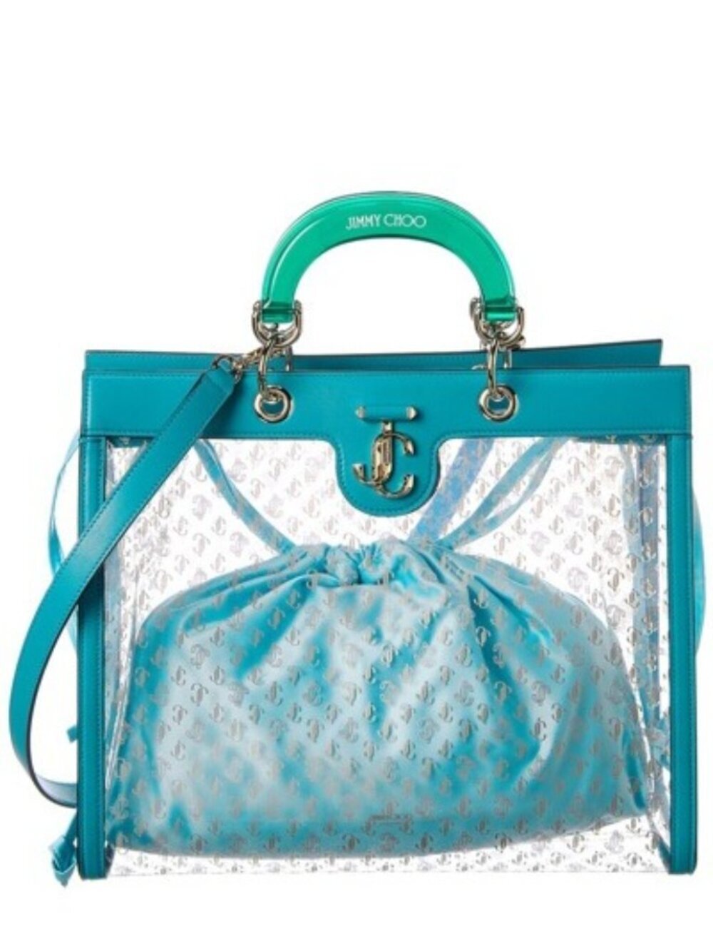 Jimmy Choo Varenne NWT Plexi & Leather With Lt Gold Hardware Tote